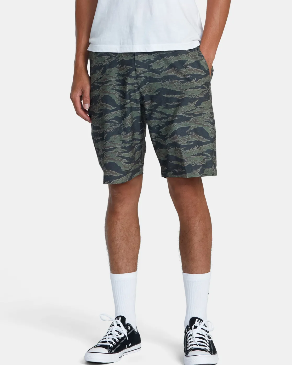 RVCA ALL TIME HEMP HYBRID 19" SHORTS Tiger Camo Clearance