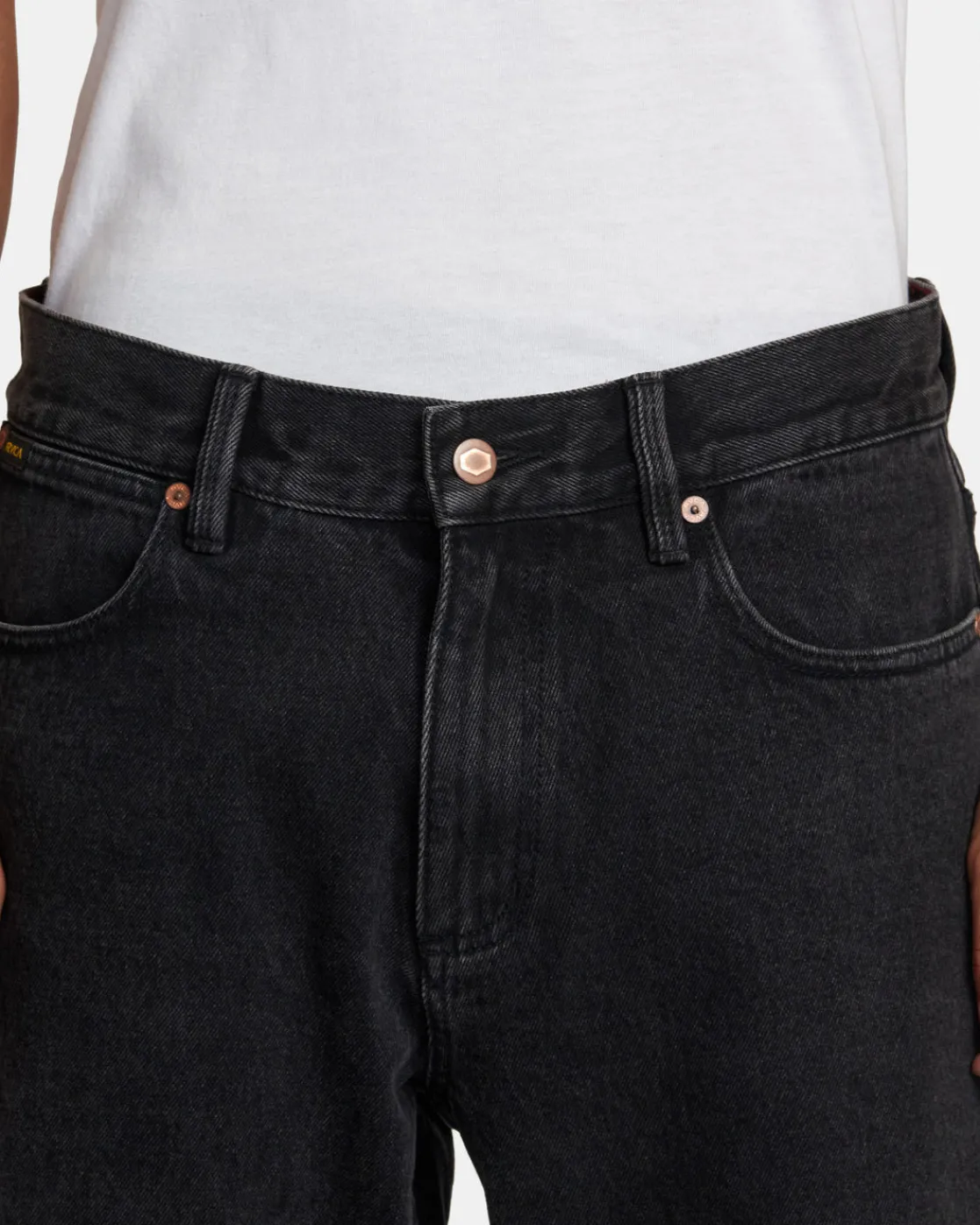 RVCA AMERICANA DAYSHIFT RELAXED FIT JEANS Black Rinse Discount