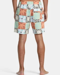 RVCA ATLAS ELASTIC WAIST 17" BOARDSHORTS Multi Check Clearance