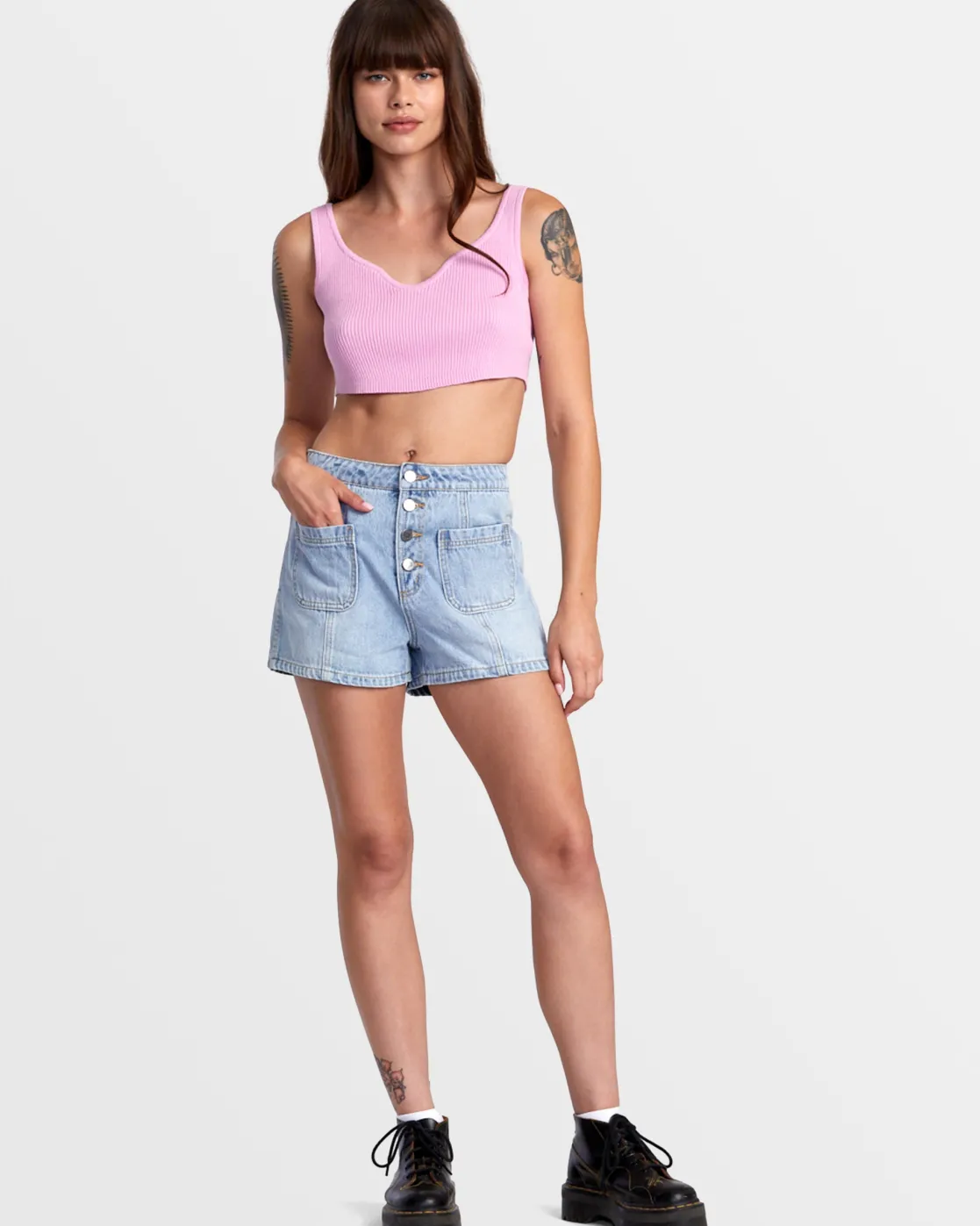 RVCA BARDOT DENIM SHORTS Bleached Indigo Sale