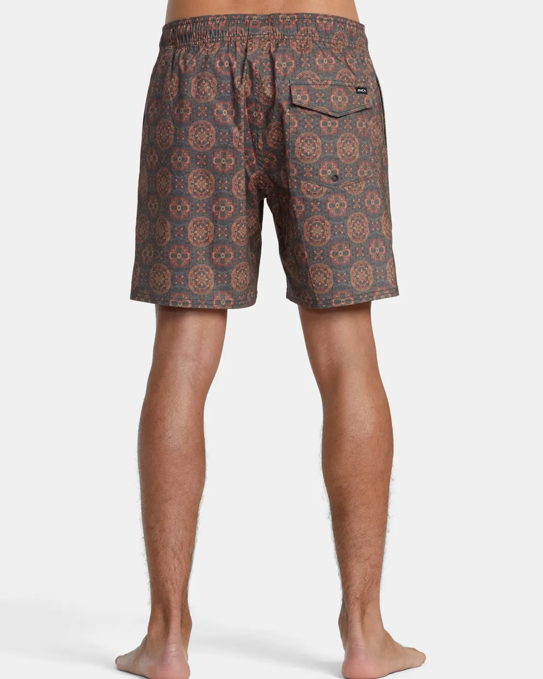 RVCA BARNES ELASTIC WAIST 17" BOARDSHORTS Red Earth Clearance
