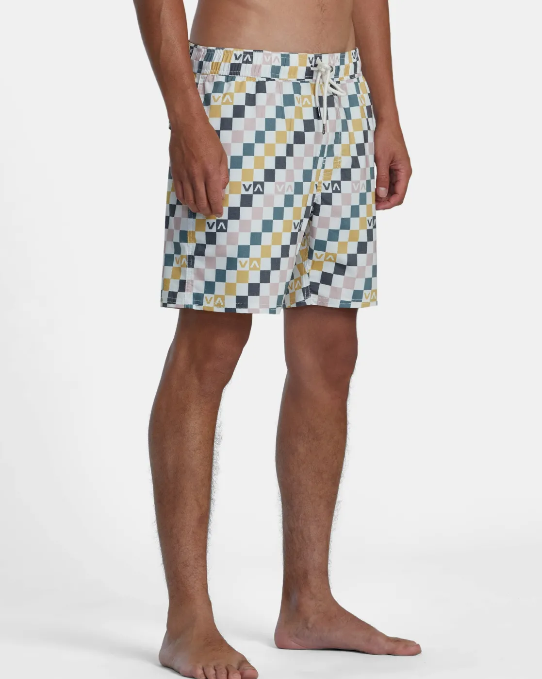 RVCA BARNES ELASTIC WAIST 17" BOARDSHORTS Antique White New