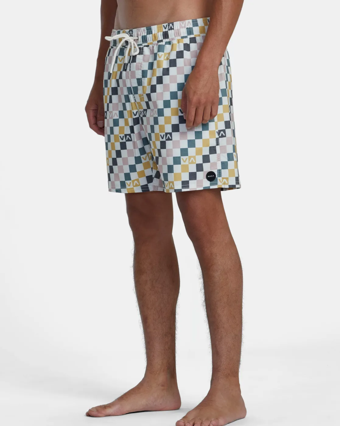 RVCA BARNES ELASTIC WAIST 17" BOARDSHORTS Antique White New