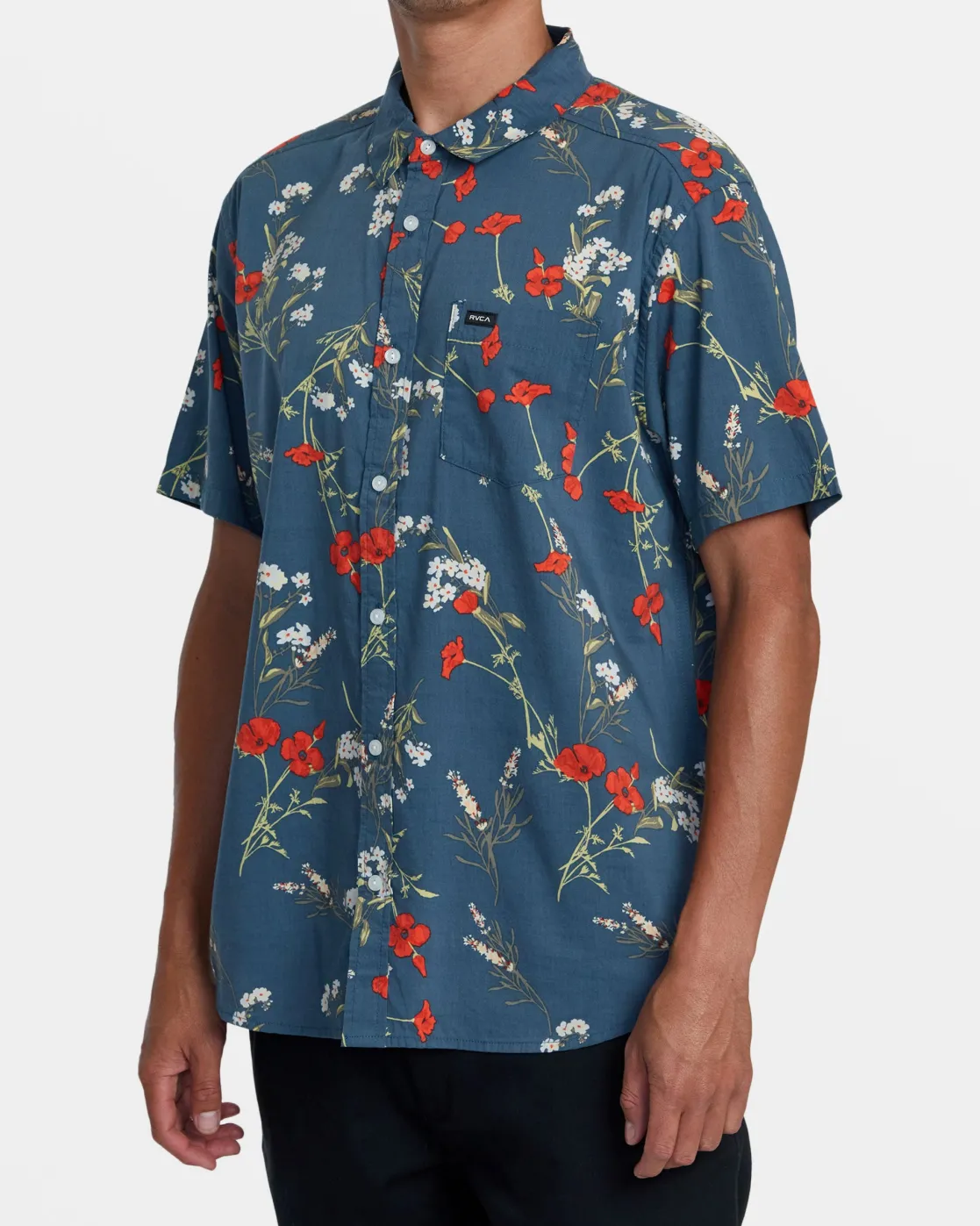 RVCA BOTANICAL SHORT SLEEVE SHIRT Duck Blue Online