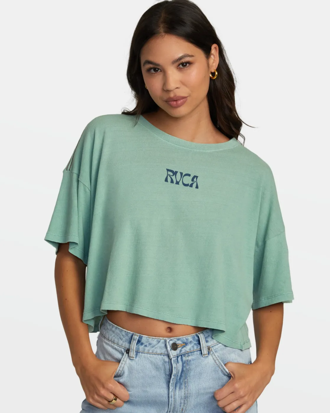 RVCA BOYFRIEND CROPPED TEE Green Haze Best