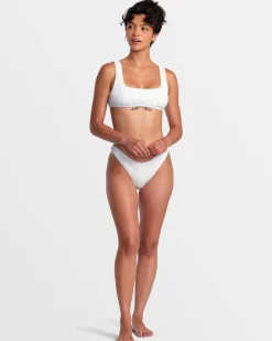 RVCA CHEVY GROOVES HIGH LEG FRENCH BIKINI BOTTOMS Whisper White Clearance