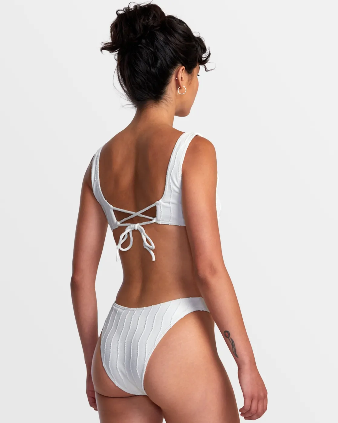 RVCA CHEVY GROOVES HIGH LEG FRENCH BIKINI BOTTOMS Whisper White Clearance
