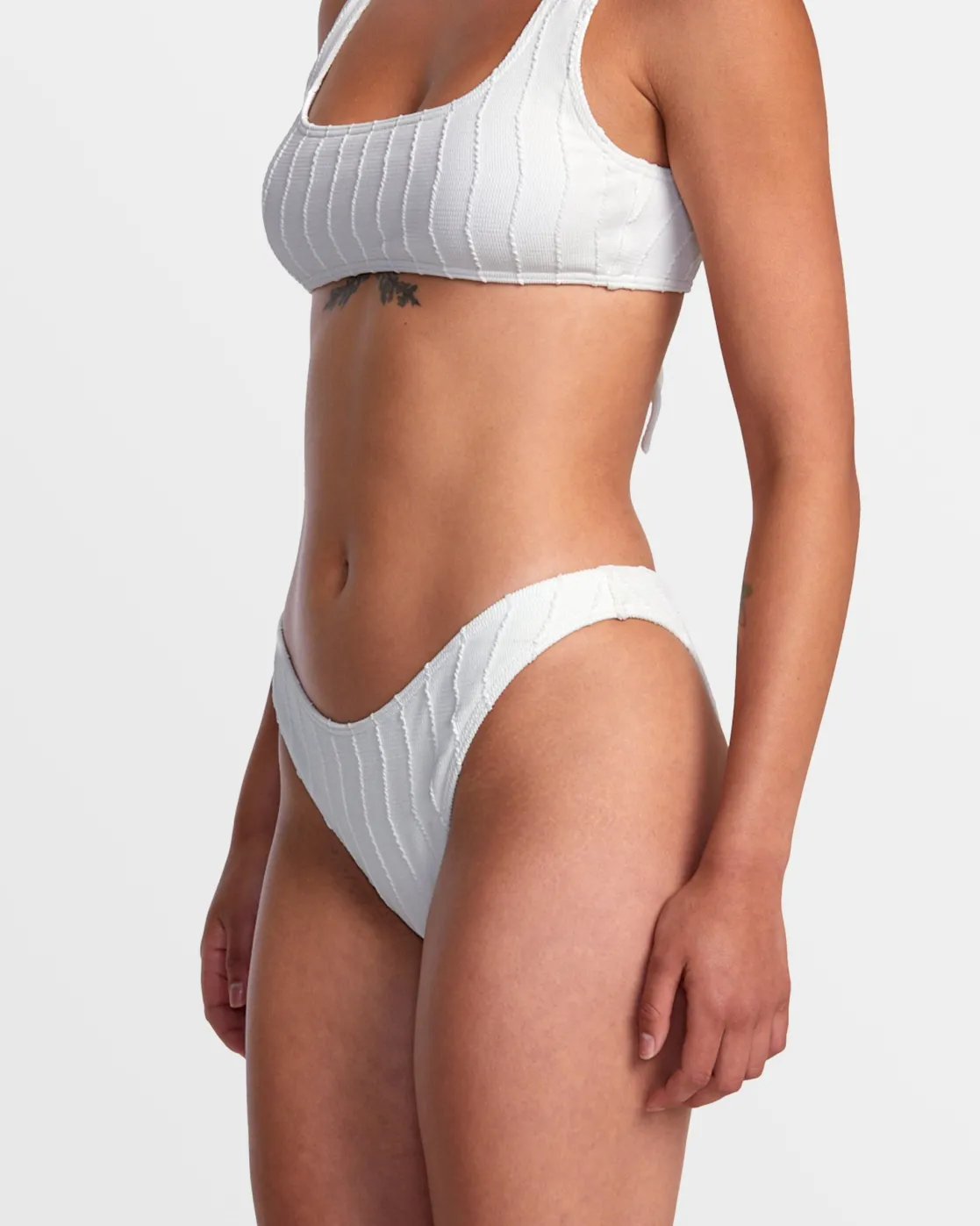 RVCA CHEVY GROOVES HIGH LEG FRENCH BIKINI BOTTOMS Whisper White Clearance