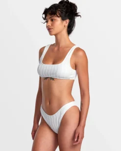 RVCA CHEVY GROOVES HIGH LEG FRENCH BIKINI BOTTOMS Whisper White Clearance