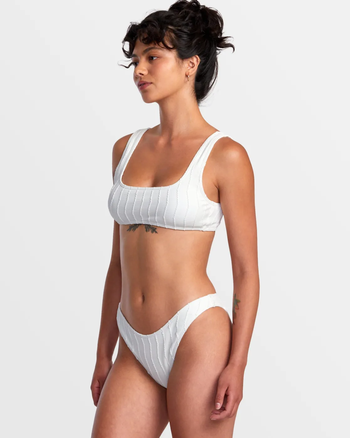 RVCA CHEVY GROOVES HIGH LEG FRENCH BIKINI BOTTOMS Whisper White Clearance