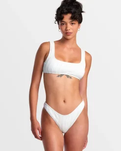 RVCA CHEVY GROOVES LACEBACK BRALETTE BIKINI TOP Whisper White Online