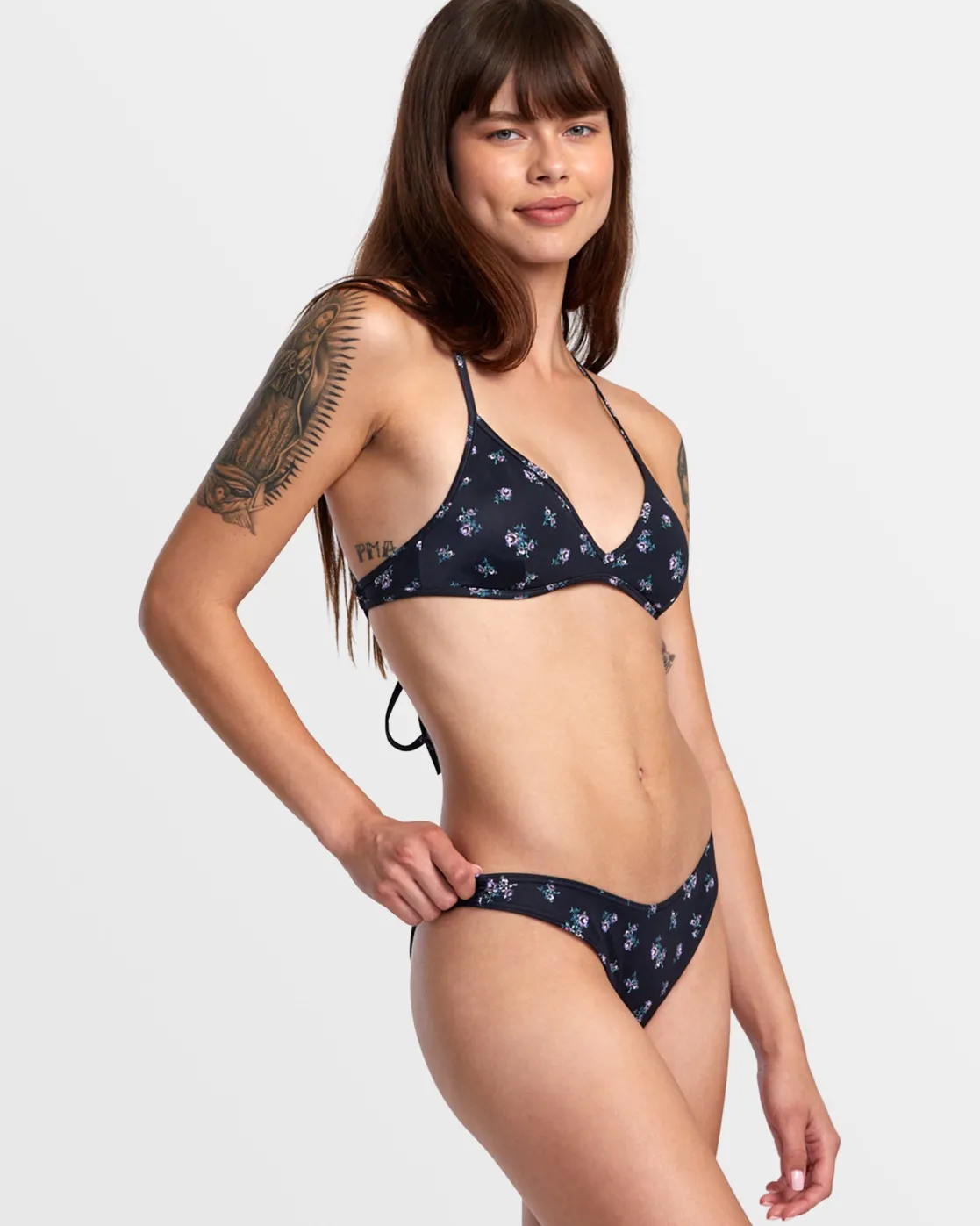 RVCA CONTEMPO HIGH LEG FRENCH BIKINI BOTTOMS Black Clearance