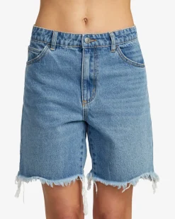 RVCA CRAWFORD LONG SHORT DENIM SHORTS 90S Blue Outlet