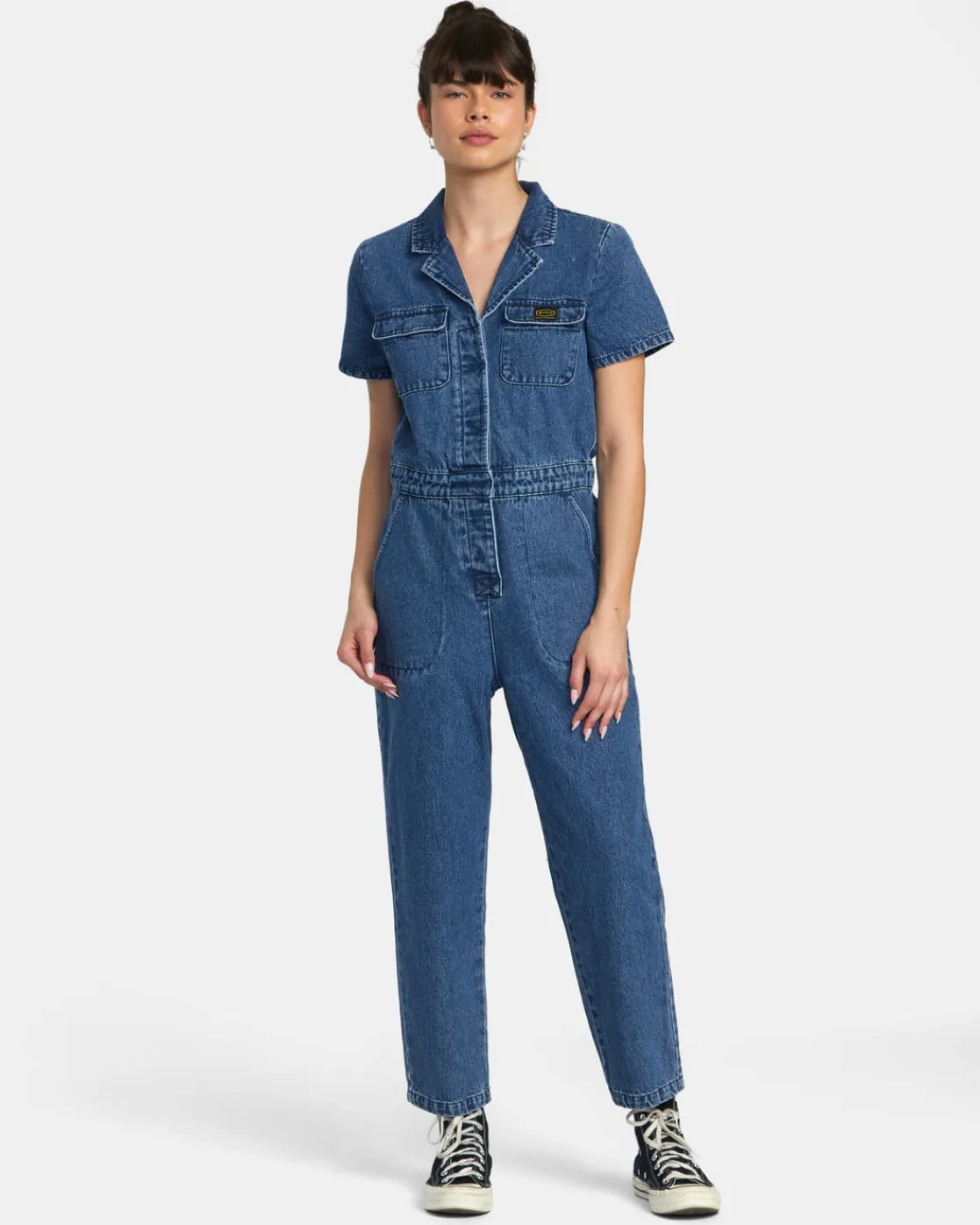 RVCA DAYSHIFT DENIM JUMPSUIT Blue Rinse Best