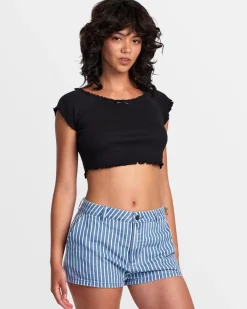 RVCA DELILAH OFF-THE-SHOULDER CROP TOP RVCA Black New