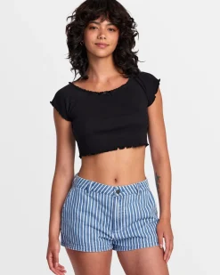 RVCA DELILAH OFF-THE-SHOULDER CROP TOP RVCA Black New