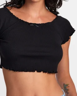 RVCA DELILAH OFF-THE-SHOULDER CROP TOP RVCA Black New