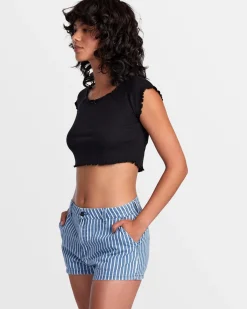 RVCA DELILAH OFF-THE-SHOULDER CROP TOP RVCA Black New
