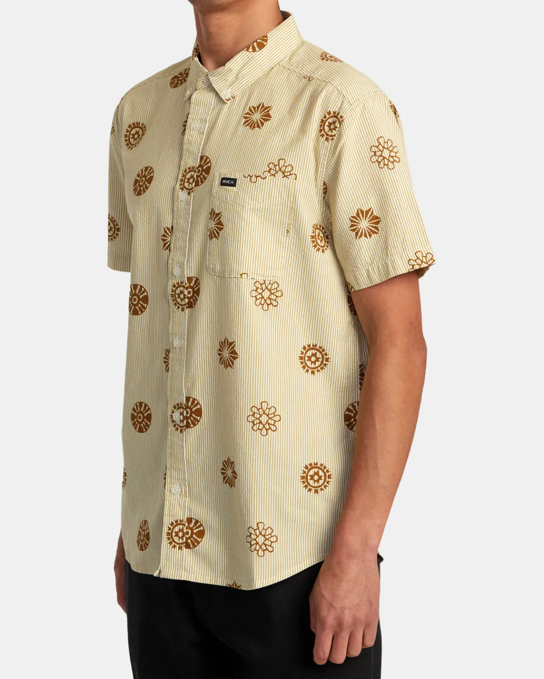 RVCA ENDLESS SEERSUCKER SHORT SLEEVE SHIRT Gold Clearance
