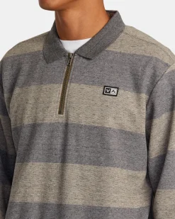 RVCA ERASER HALF ZIP SWEATSHIRT Wood New