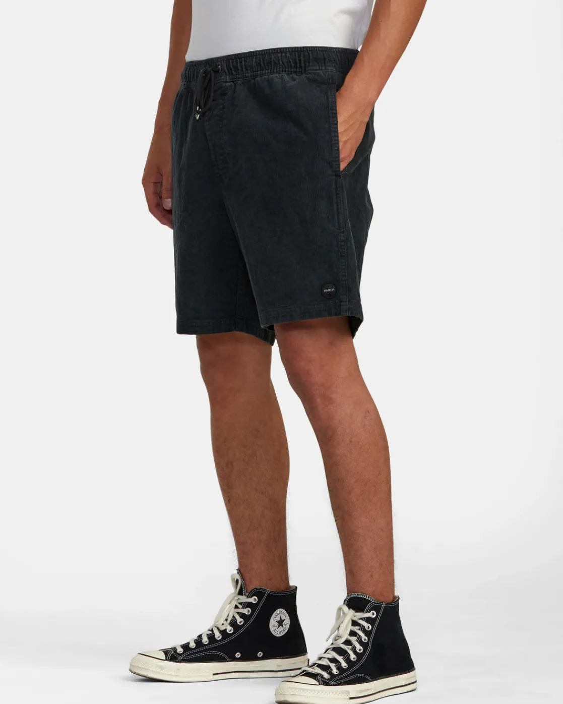RVCA ESCAPE 17" ELASTIC WAIST CORDUROY SHORTS Black Sale