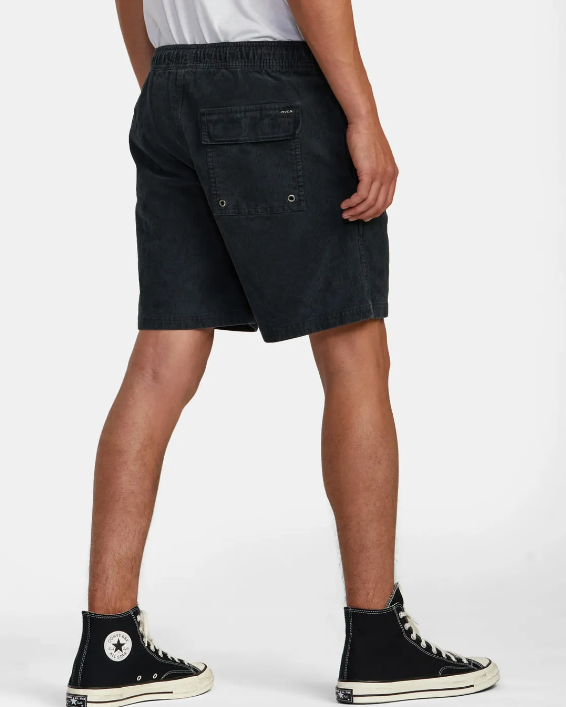 RVCA ESCAPE 17" ELASTIC WAIST CORDUROY SHORTS Black Sale