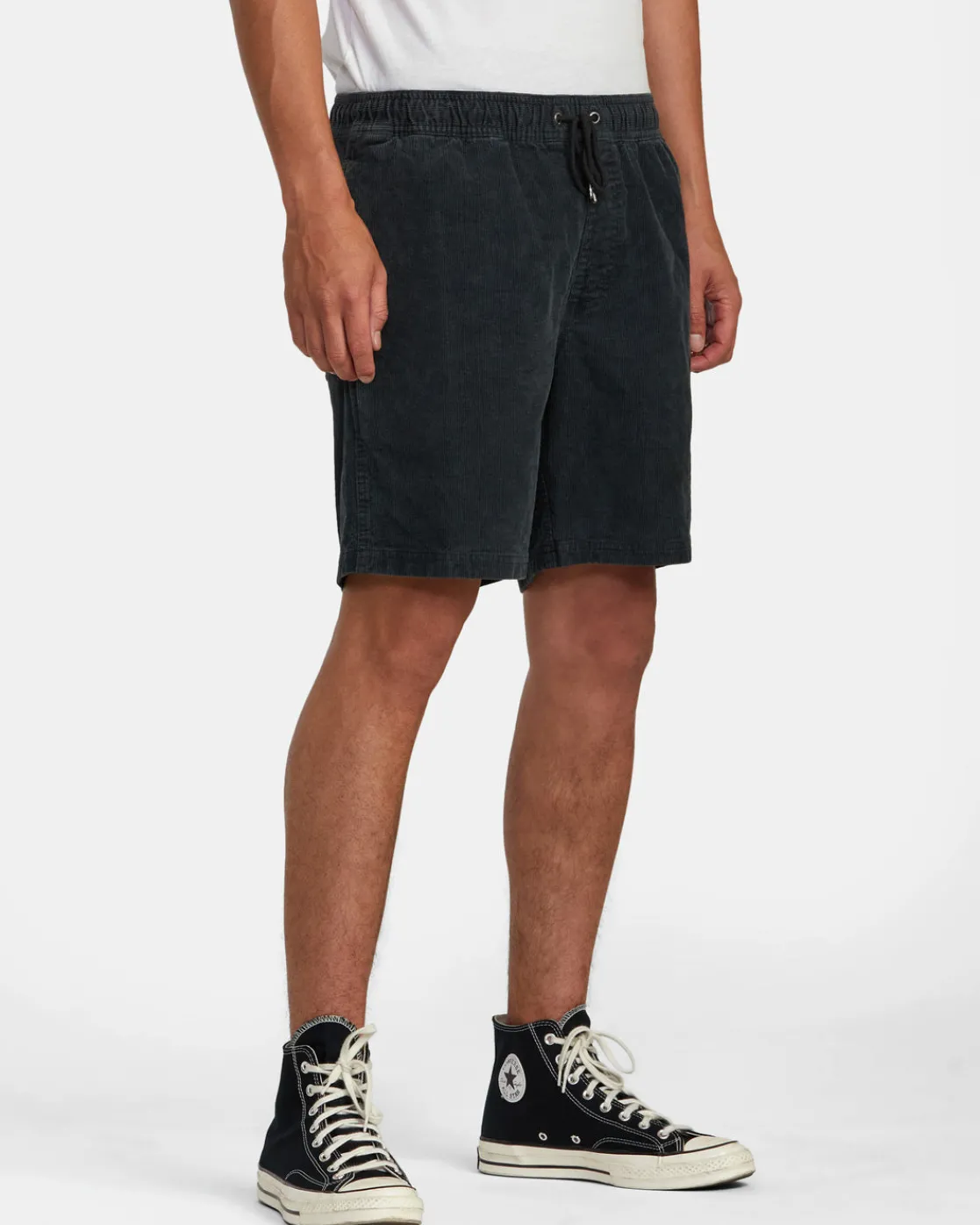 RVCA ESCAPE 17" ELASTIC WAIST CORDUROY SHORTS Black Sale
