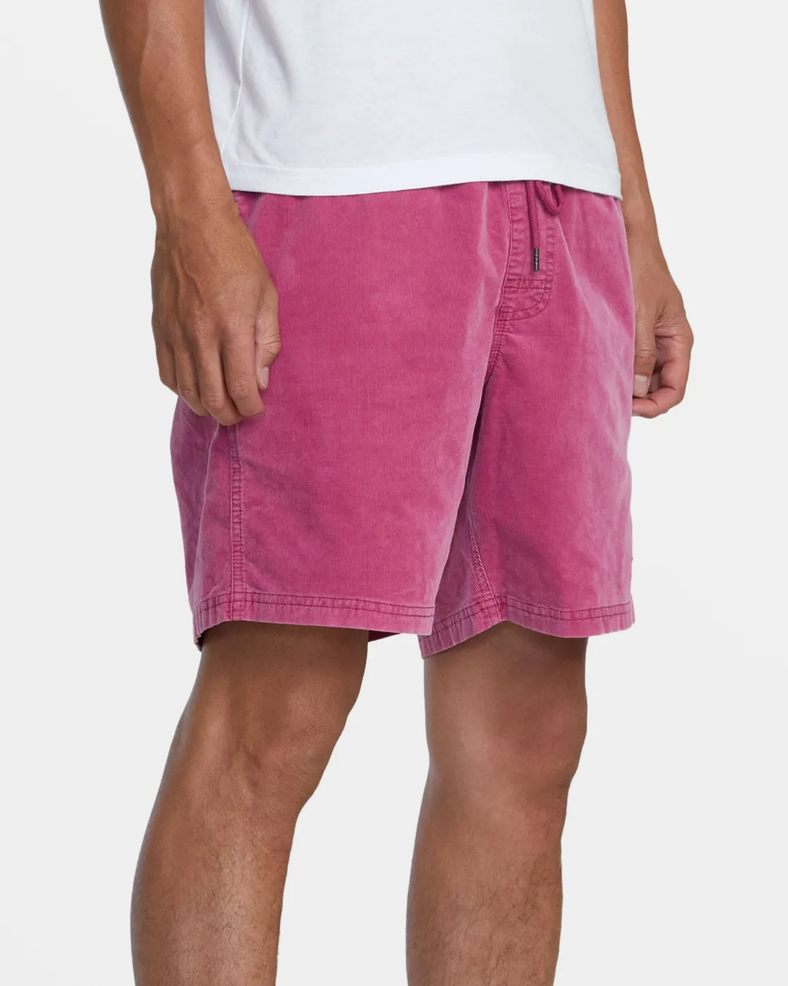 RVCA ESCAPE 17" ELASTIC WAIST CORDUROY SHORTS Mauve New