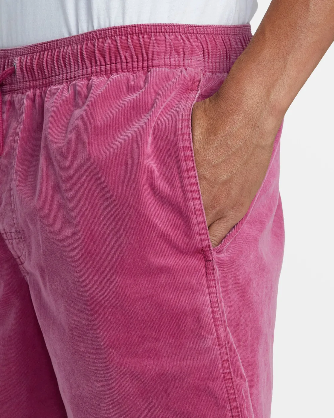 RVCA ESCAPE 17" ELASTIC WAIST CORDUROY SHORTS Mauve New