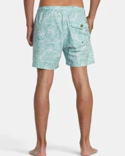 RVCA EXOTICA ELASTIC WAIST BOARDSHORTS 16'' Granite Green Hot