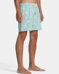 RVCA EXOTICA ELASTIC WAIST BOARDSHORTS 16'' Granite Green Hot