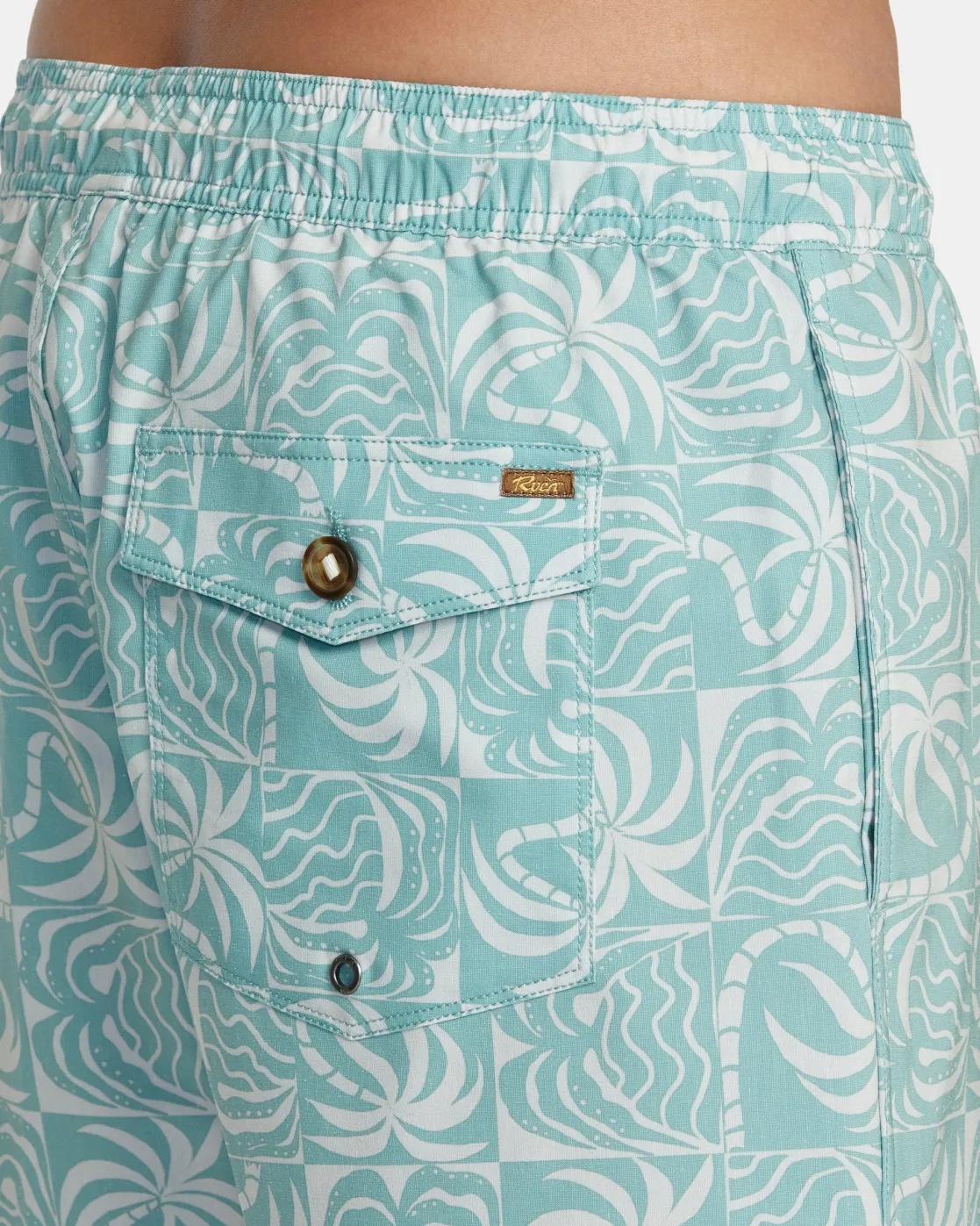 RVCA EXOTICA ELASTIC WAIST BOARDSHORTS 16'' Granite Green Hot