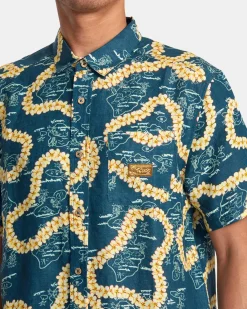 RVCA EXOTICA SHORT SLEEVE SHIRT Duck Blue New