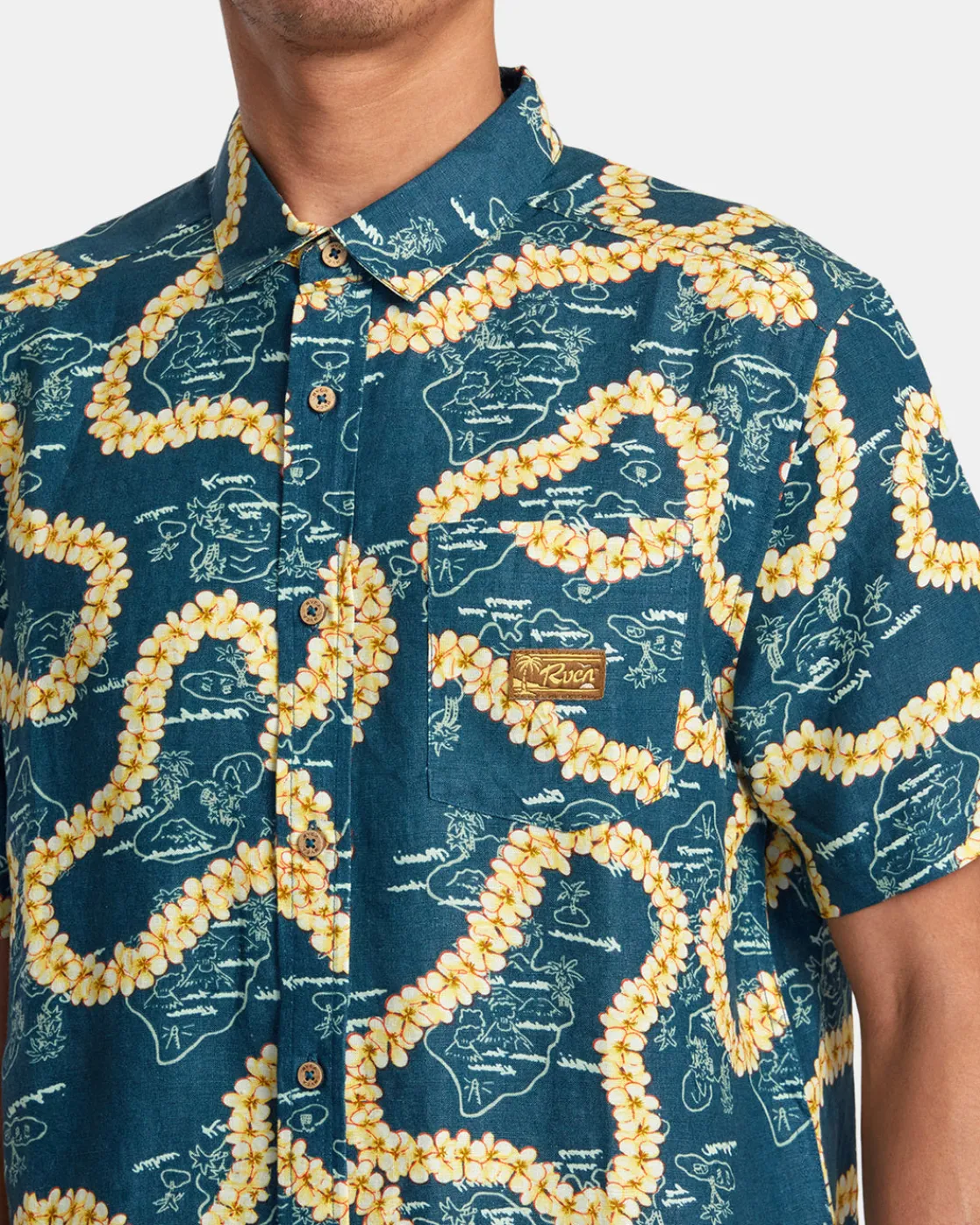 RVCA EXOTICA SHORT SLEEVE SHIRT Duck Blue New