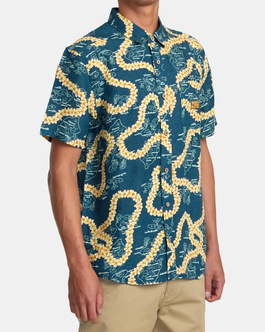 RVCA EXOTICA SHORT SLEEVE SHIRT Duck Blue New