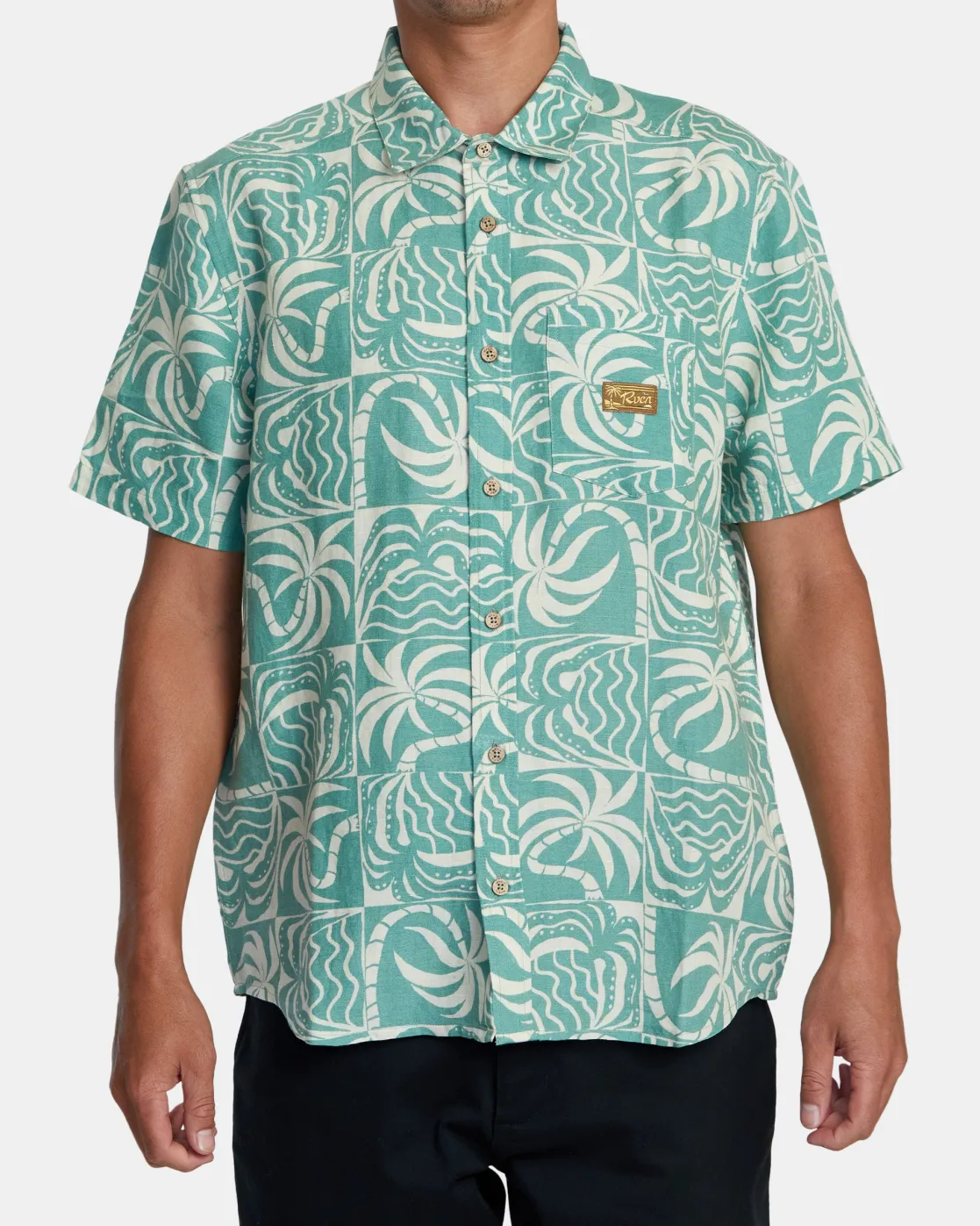 RVCA EXOTICA SHORT SLEEVE SHIRT Granite Green Best
