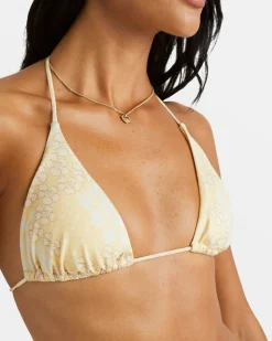 RVCA FLORAL COLLAGE SLIDE TRI BIKINI TOP Sahara Sun Best