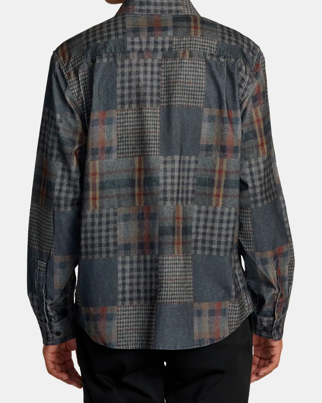 RVCA FREEMAN CORD PRINT LONG SLEEVE SHIRT Navy Marine Hot