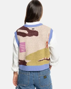 RVCA GABRIELLE SWEATER VEST Ecru New