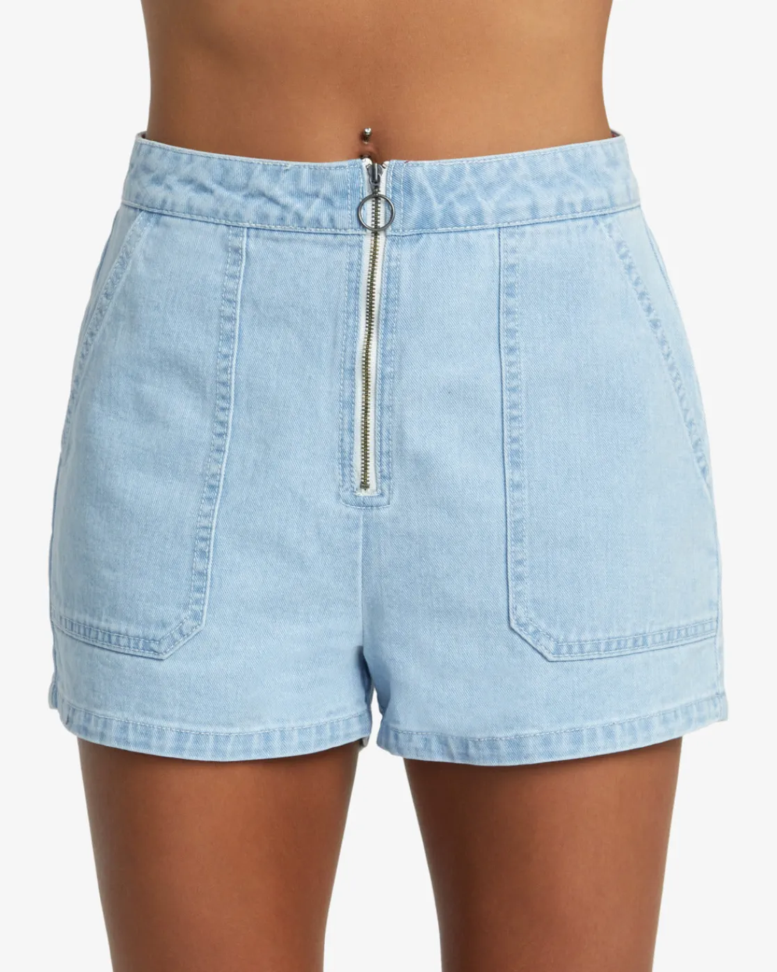 RVCA GOLDIE DENIM SHORTS Light Vintage Wash Clearance