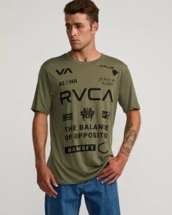RVCA HAWAII ALL BRAND SPORT TECH TEE Olive New