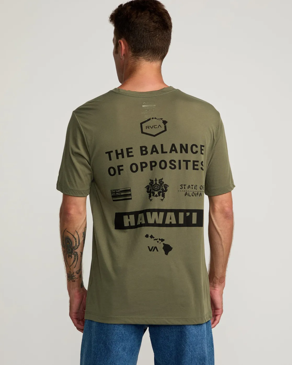 RVCA HAWAII ALL BRAND SPORT TECH TEE Olive New