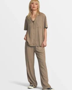 RVCA HUDSON WIDE LEG PANTS Dark Khaki Best