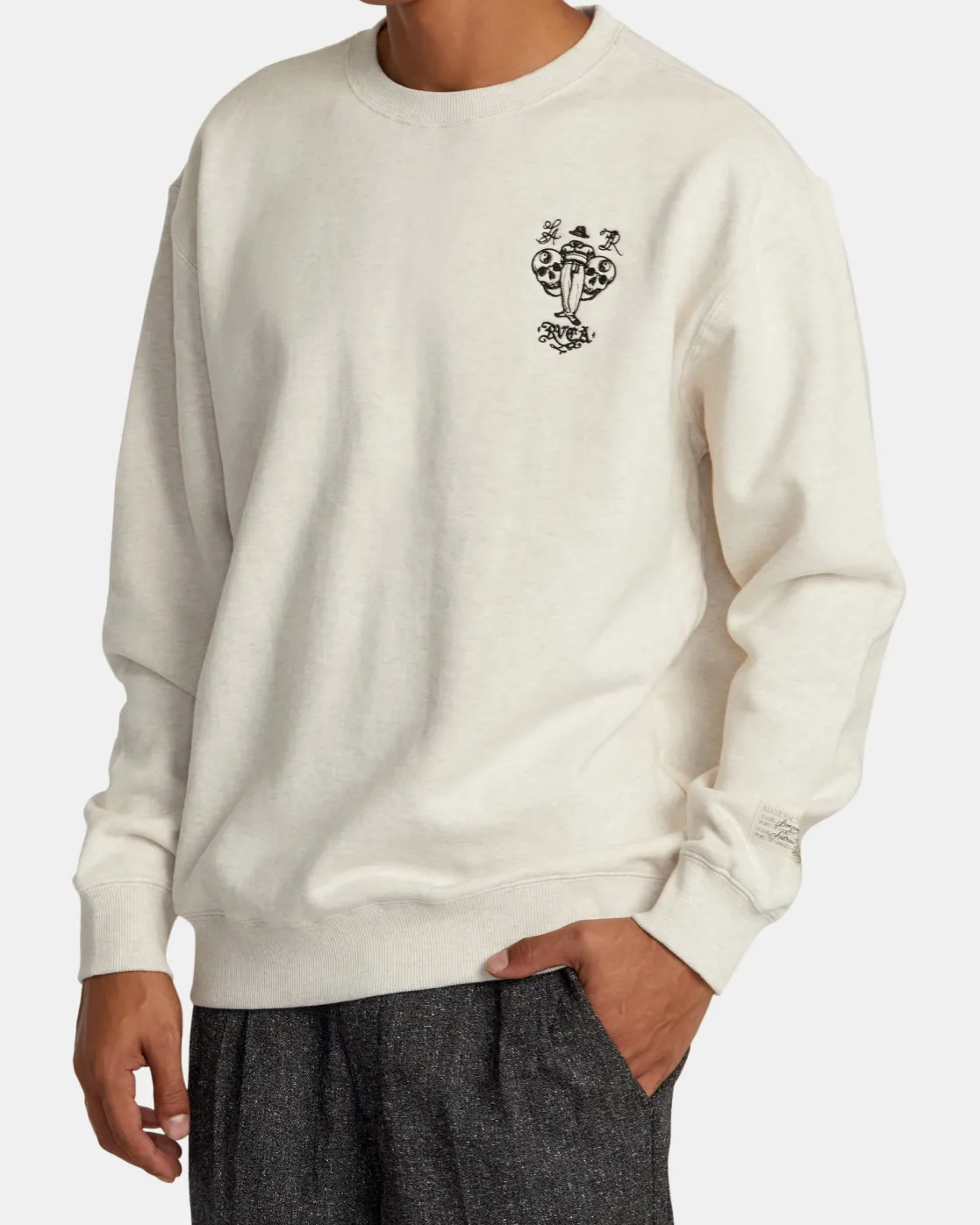 RVCA INVISIBLE MAN CREWNECK SWEATSHIRT Oatmeal Heather Best