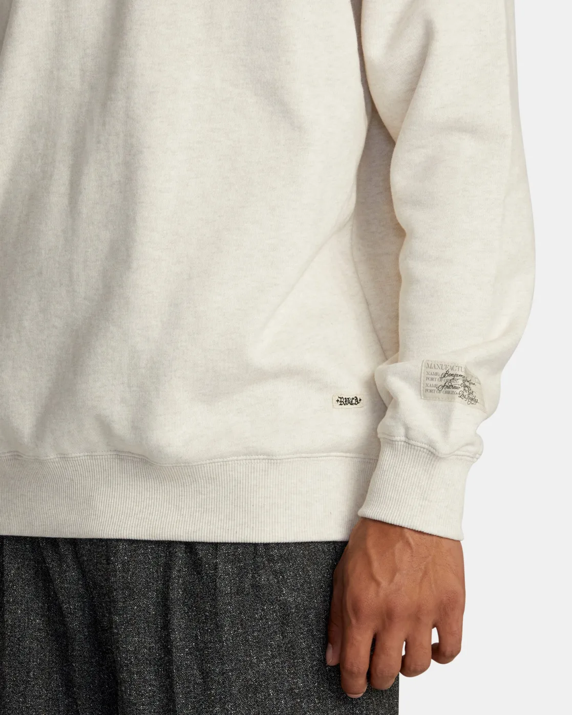 RVCA INVISIBLE MAN CREWNECK SWEATSHIRT Oatmeal Heather Best