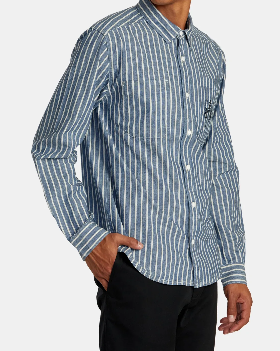 RVCA INVISIBLE MAN LONG SLEEVE SHIRT Chambray Clearance
