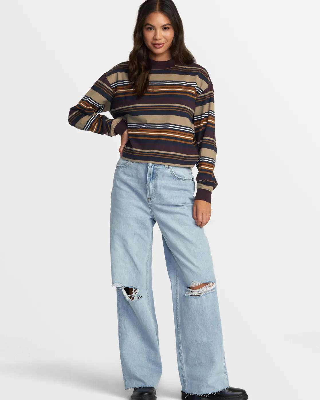 RVCA KINNEY LONG SLEEVE LONG SLEEVE TEE Plum Perfect Sale