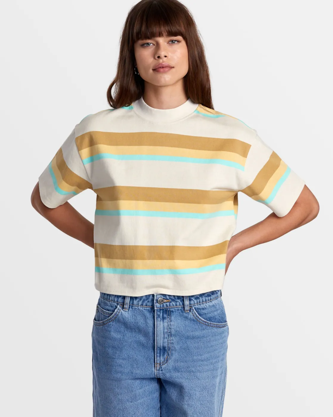 RVCA KINNEY MOCK NECK TEE Latte Best