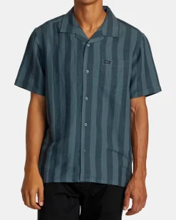 RVCA LOVE STRIPE SHORT SLEEVE SHIRT Petrol Blue Hot