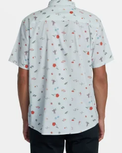 RVCA LUKE P SHORT SLEEVE SHIRT Light Blue Clearance